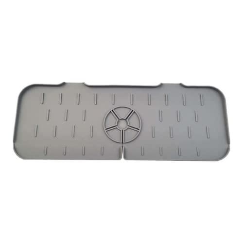 KJOET 蛇口水切りマット 乾燥用 シンク蛇口用 キッチン水切りマット 浴室吸水 シンクスプラッシュガード シリコン製 スプラッ シュガード シリコン水栓パッド 速乾 滑り止め 水汚れ防止 洗える キッチン バスルーム 洗面台 キ用品 (1PC-グレー)