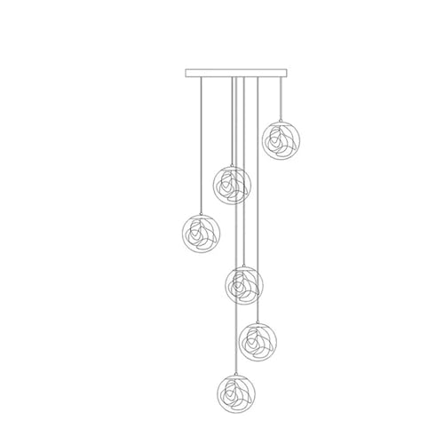 Lustre moderne pour table de salle à manger et grand escalier avec boules de verre LED