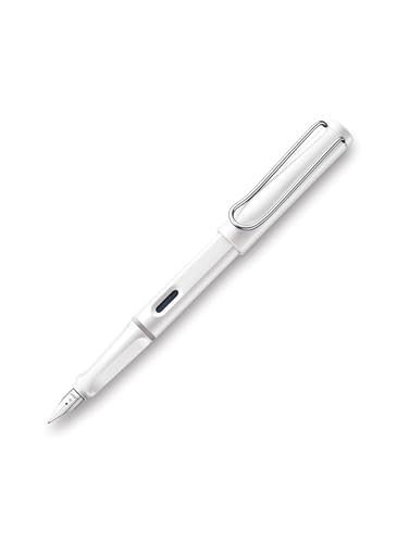 LAMY safari white - Caneta tinteiro com grip ergonômico e pena de aço polido M - ideal para escrita e caligrafia - incluindo cartucho azul LAMY T 10