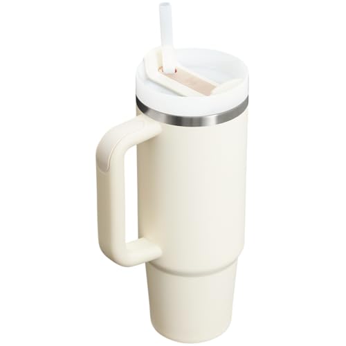 Image of Stanley Quencher H2.0 Tumbler with Handle and Straw 30 oz | Flowstate 3-Position Lid | Cup Holder Compatible for Travel | Insulated Stainless Steel Cup | BPA-Free | Cream 2.0