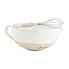 Mud Pie Farmhouse Stoneware Mixing Bowl Set, White/Cream, bowl 4.5" x 11.75" | whisk 7"