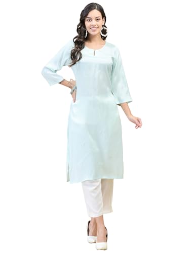 Image of Shree Women Liva (Rayon) White Floral Print Kurta