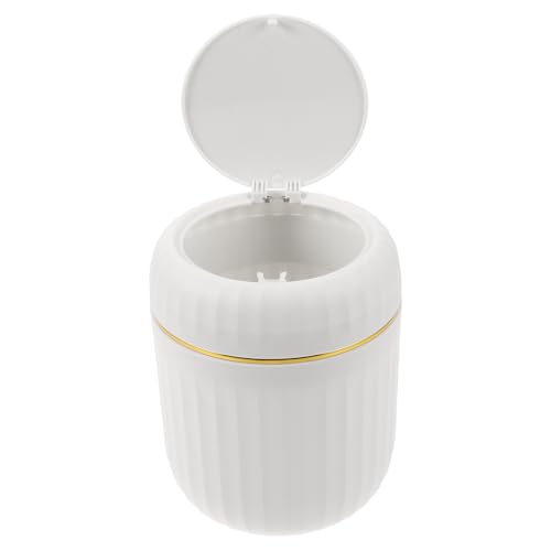 EXAOMBLE コンパクトプレス式ダストビン 蓋付き 小型卓上ゴミ箱 車内用耐摩耗ミニごみ入れ 省スペース設計でデスクや車内を清潔に保