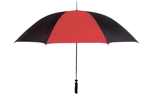 Drizzles Large Golf Umbrella, Black and Red Two-Tone, Automatic Opening, Wind Resistant, Polyester Canopy, 120cm