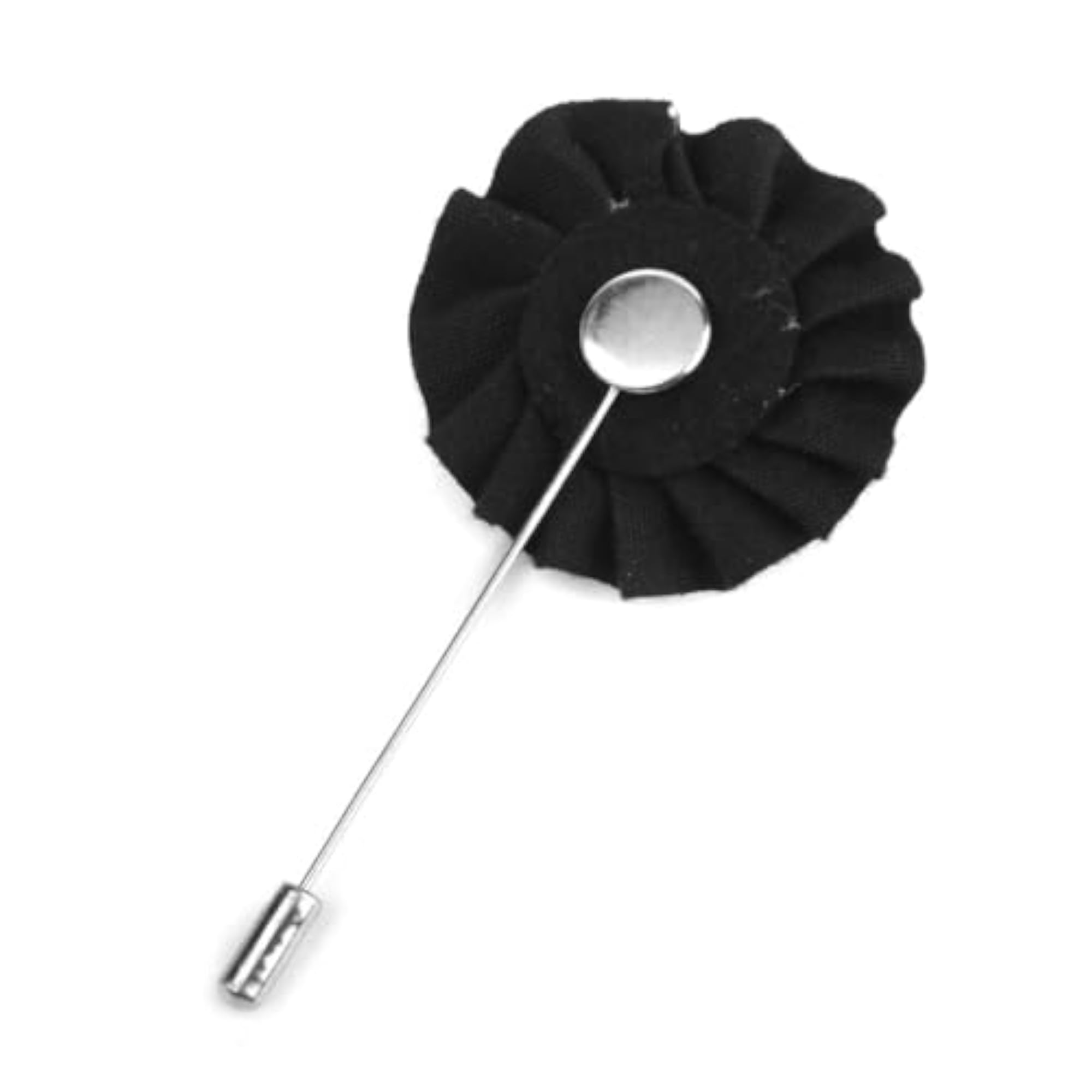 Handmade Fabric Lapel Flower Brooch for Men, Black Tuxedo Pin