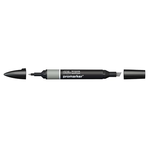 Image of Winsor & Newton Promarker, Alcohol Based Markers, Ice Grey 4 (IG4), Double Tipped Drawing Marker Set for Artists, Graphic Designers, Illustrators - Chisel & Fine Twin Tip, Streak Free Coverage