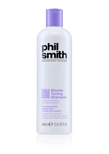 Phil Smith Professional Blonde Toning Shampoo - Purple Shampoo for Blonde, Silver & Highlighted Hair - Neutralises Brassiness & Brightens Tone - 400ml