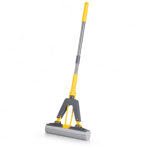 Image of Self Wring Butterfly Sponge Mop for Floor Cleaning | Self Wringing PVA Sponge Mop with Stainless Steel Handle | High Water Absorption | Wet & Dry Cleaning - Kitchen, Bathroom & Tiles