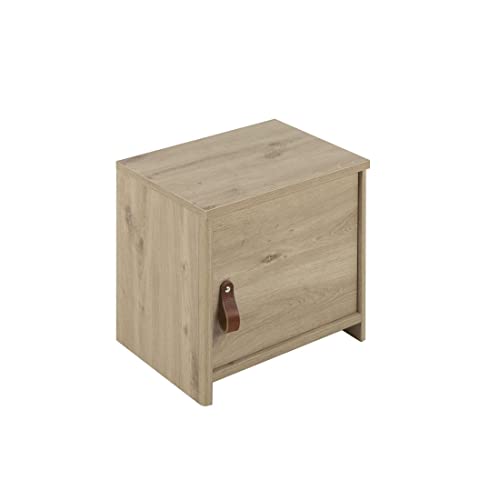 Tousmesmeubles Table de Chevet 1 Porte Chêne - Esther : Bois Clair - L 40 x l 30 x H 36 cm - Neuf