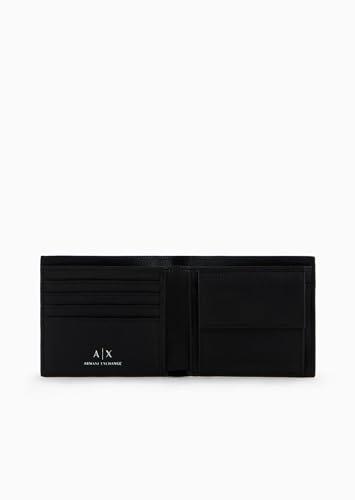A | X ARMANI EXCHANGE Men's Tonal Ax Logo Billfold with Coin Pocket Wallet, Black, One Size4