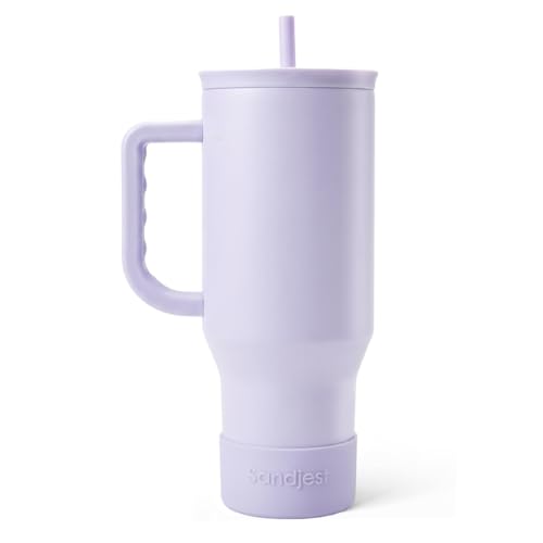 SANDJEST Purple 40oz Tumbler with Handle and Straw, Insulated Stainless Steel Travel Coffee Mug for Women Girls, Gift Idea for Birthday Christmas Mothers Day