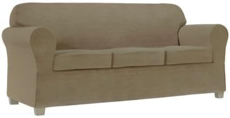 Miniatura 8 de Zenna Home Funda elástica de chenilla, sofá de 4 piezas, setamarrón