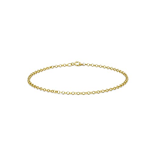 CARISSIMA Women's 9 ct Yellow Gold 2 mm Round Belcher Chain Bracelet of Length 18 cm/7 Inch