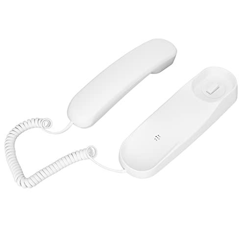 VBESTLIFE Téléphone Filaire avec Clavier éclairé et Recomposition du Dernier Numéro, Téléphone Fixe Mural avec Fonction Pause pour la Maison et Le Bureau (Blanc)