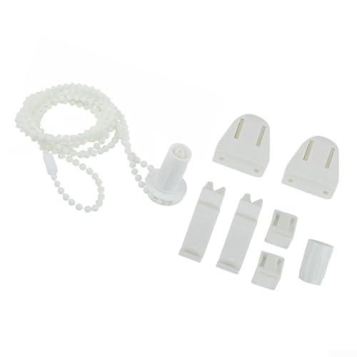 Honseadek Roller Blind Fittings Kit 17mm, with Brackets Chain Spares Set, Blind Parts Replacement, White Plastic, for Window Blinds Indoor Outdoor Use