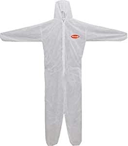 MICROSAFE MEDIUM WHITE BOILER SUITS Disposable Coveralls CAT 3 TYPE 5 & 6 - EC CERTIFIED 89/686/EEC