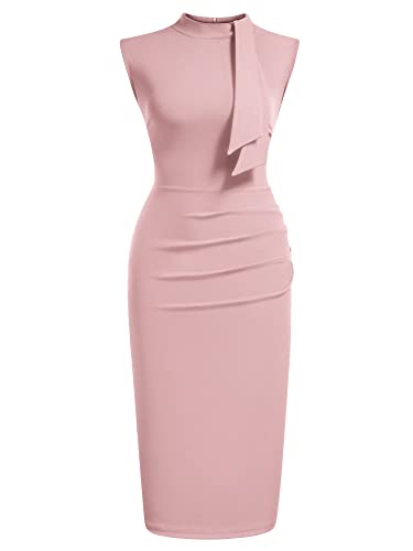 Image of Miusol Women's Retro 1950s Style Half Collar Ruffle Cocktail Pencil Dress