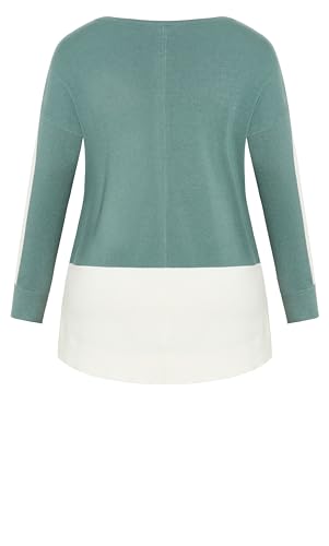 Image of Avenue Women's Plus Size Sweater So Sweet in Seafoam /Ivory, Size 1416