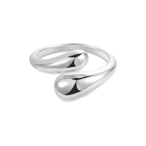 ALEXCRAFT Sterling Silber 925 Ringe für Damen Herren, Hypoallergen Silber Einfacher Offen Verstellbare Ringe Klobig Chunky Dick ringe Groß Glatter Dick Träne Wassertropfen Daumen Finger Umarmen