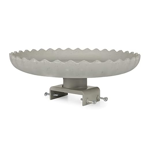 Farm Innovators Model HBC-120 All Seasons Decorative Gray Stone Scalloped Heated Birdbath with Deck Mount, 120-Watt