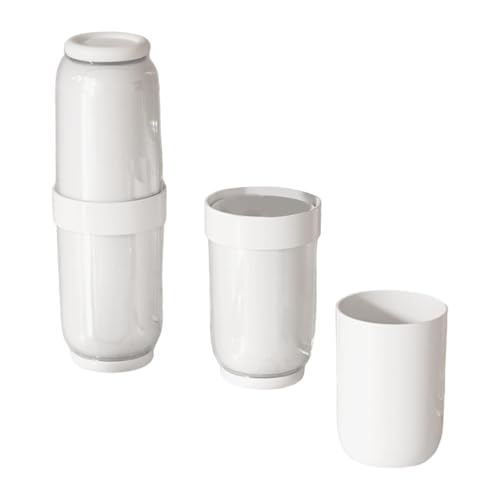 SiaBiced Estojo Prático para Guardar Utensílios de Higiene Bucal, 4pcs Branco Cinza, Tamanho real