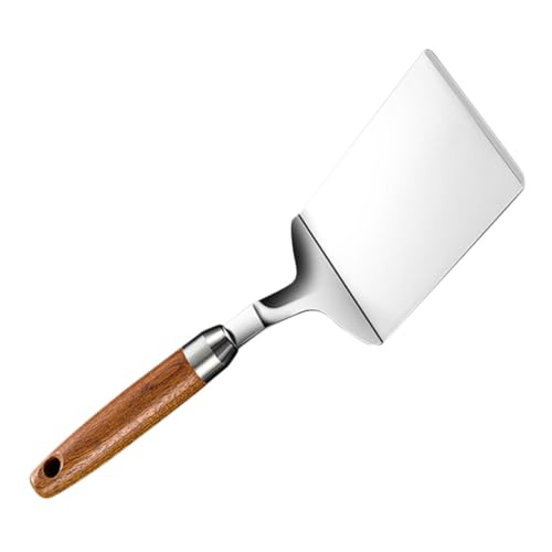 Hemobllo Espátula de Acero Inoxidable para Teppanyaki y Parrilla Multiusos para Carne Pizza Tortitas y Pasteles Desmenuzados Mango Ergonómico Cómodo Calidad Profesional para Cocina y
