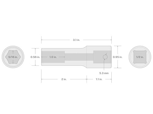 Image of TEKTON 1 /2 Inch Drive x 5 /16 Inch Deep 6-Point Impact Socket | SID23008