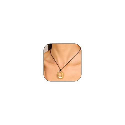 JAVARNV Chunky Gold Necklace Boho Statement Necklace for Women Cowboy Chic Western Jewelry Long Cord Charm Necklaces with Gold Pendant Cowgirl Western Accessories Christmas Stocking Stuffers