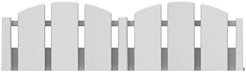 EasyFlex No-Dig Landscape Edging with Anchoring Spikes, 4.5 in. Tall Decorative Adirondack Wood-Look Fence Garden Border, 15 Foot Kit, White (3600WT-15C-6)