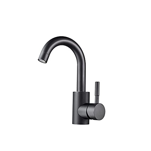 NATWEE Grifo de cocina de acero inoxidable 304, grifo de lavabo, baño caliente y frío, encimera de un solo agujero, lavado de manos, grifo giratorio para lavabo, grifo de recipiente es tan amable de