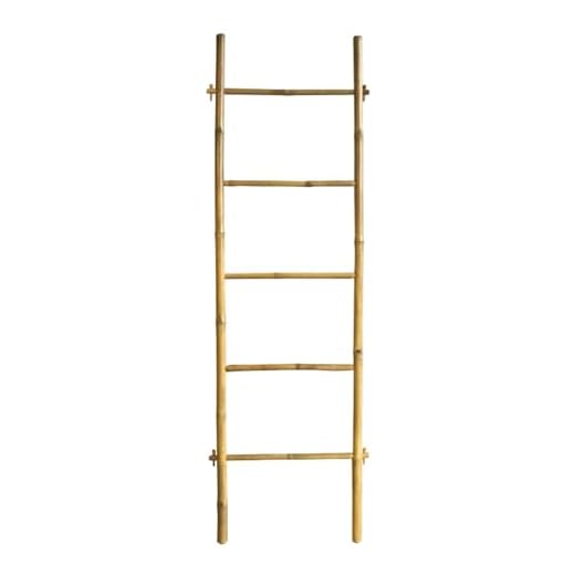 Box and beyond Escalera para Toallas de baño - Escalera Decorativa de bambú - 5 Barras de Secado - 180 x 55 cm