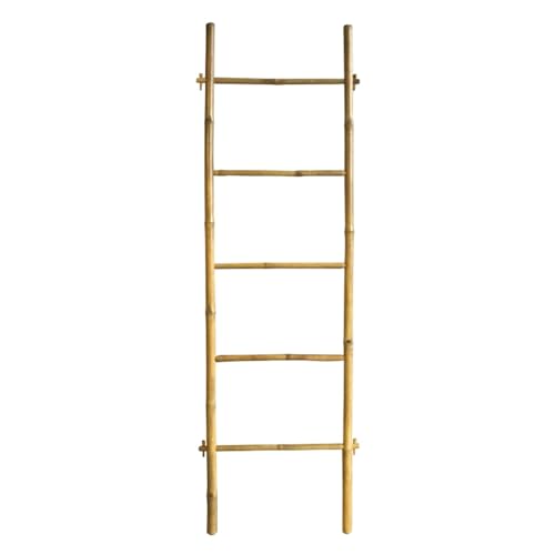 Box and beyond Scala portasciugamani da bagno - scala decorativa in bambù - 5 barre per asciugare - 180 x 55 cm