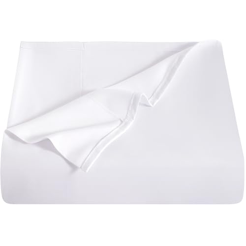 NTBAY Sábana encimera de microfibra para cama de matrimonio, ultra suave y resistente a las arrugas, color blanco