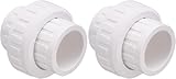 Carvedexquisitely 3/4' PVC Union Coupling Pipe Fitting (Socket x Socket) PVC Adapter Schedule 40, EPDM O-Ring, White 2 Pack