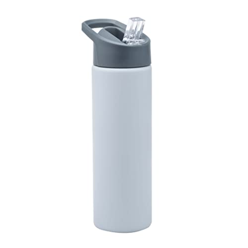 Smash Stainless Steel Drink Bottle with Sipper Lid with Straw, Grey, 750ml, 750 ml