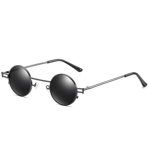 Lunettes de soleil rondes monture rétro en métal injecté steampunk