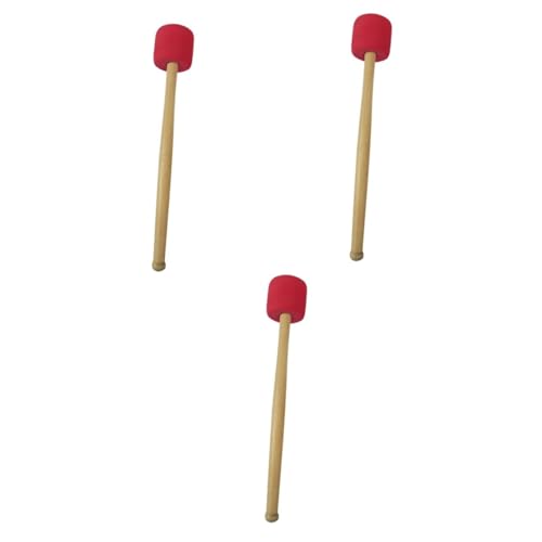 Abaodam 3 piezas Baquetas rojas con punta de espuma y mango de madera para tambor bass miniatura 5