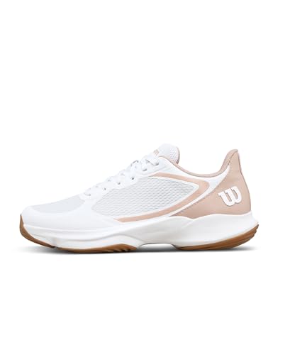 WILSON Hurakn Lite Womens Padel Shoe - White/Cameo Rose/Gum Size 10