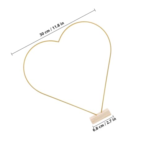 Aros metálicos de corazón para manualidades con base de madera dorada 3