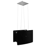 Maximale Leistung: 180 W vidaXL Inselhaube Hängend Freihängend Touch-Sensor LCD-Display LED Kohlefilter Inseldunstabzugshaube Dunstabzugshaube Gehärtetes Glas Schwarz