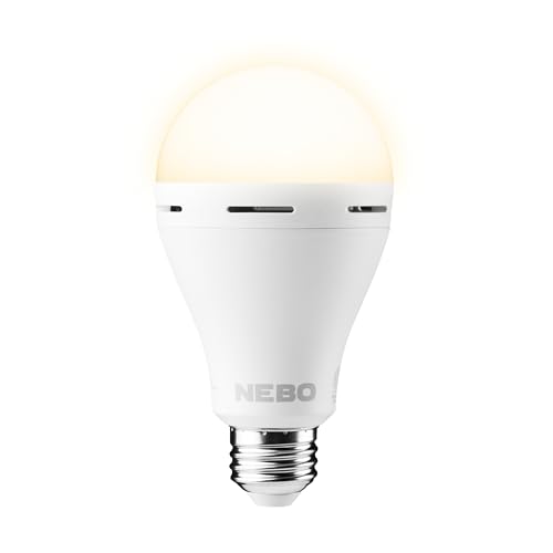 NEBO Blackout Backup - Bombilla LED de Emergencia - Con Batería Interna Recargable para hasta 12 Horas de Luz Brillante - Con Gancho para Colgar