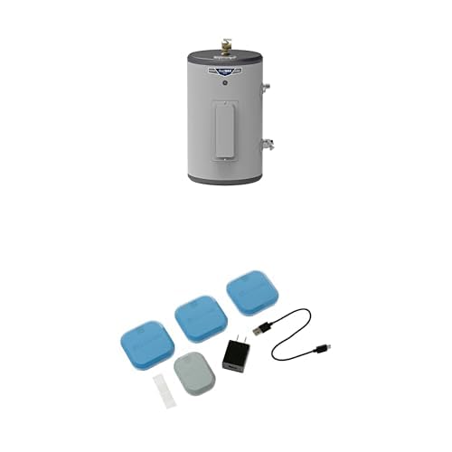 Image of Bundle of GE Appliances 10 Gallon Versatile Plug and Play Electric Hot Water Heater + GE Appliances SmartHQ™ WiFi Water Leak Detector, Personal Security Water Leak Alarm 3-Pack (Battery Included)