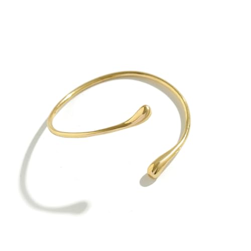 Yamobi Gold Armreif Damen, Verstellbarer Armreif Oberarm, Wasserfestes Armband Gold, Edelstahl Armreifen für Frauen, Schmuck Statement Bangle für Handgelenk