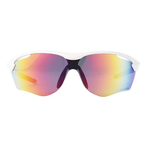 Rawlings Cleat Chaser Blade Sport Sunglasses for Men, Shiny White/Rainbow Mirror, 69mm3