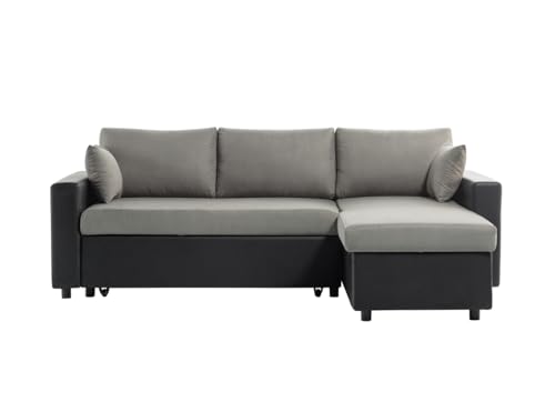 Canapé d'angle MARIA Réversible et Convertible avec Coffre en simili et microfibre et - vue 3