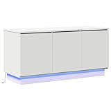 vidaXL TV-Schrank Weiß 100X38X49 cm Holzwerkstoff Unterhaltungszentrum mit eingebauter LED-Beleuchtung modernes Möbelstück für Wohnzimmer Stauraum zeitgenössisch