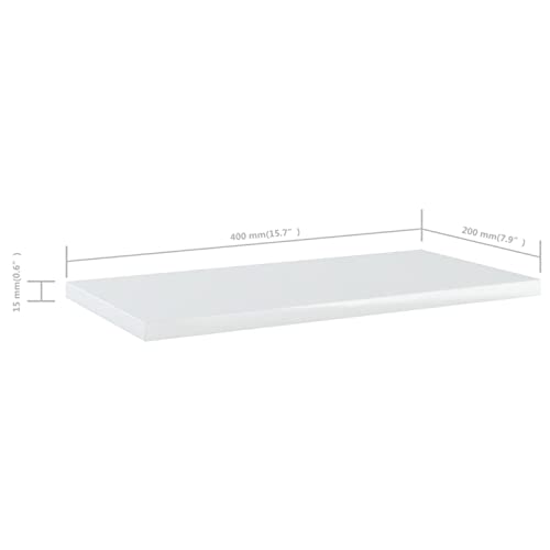 Tidyard 4 Piece Bookshelf Boards Chipboard Replacement Panels Storage Units Organizer Display Shelves High Gloss White for Bookcase, Storage Cabinet 15.7 x 7.9 x 0.6 Inches (W x D x H)