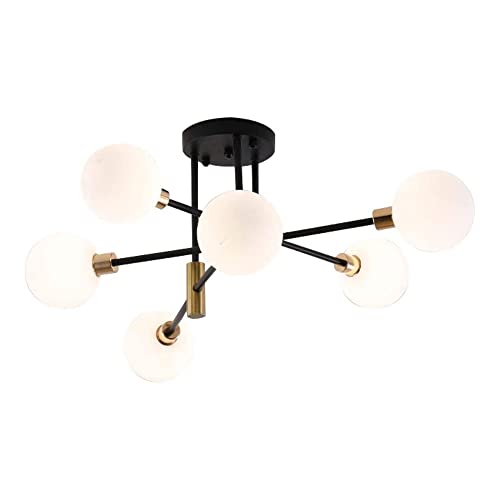 Plafonnier 6 lumières vintage noir et or pour illuminer votre salon avec élégance
