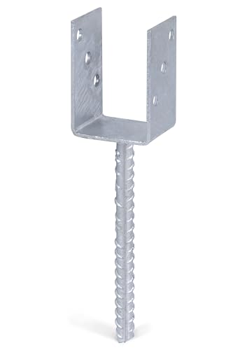 Alberts 214234 U-Pfostenträger | mit Betonanker aus Riffelstahl | feuerverzinkt | lichte Breite 71 mm | Länge Betonanker 200 mm