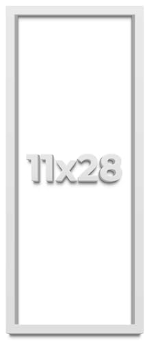 11x28 Shadow Box White Solid Pine Wood Picture Frame with Acid-Free Backing UV Acrylic & Hanging Hardware with 0.75 Inches of Usable Depth and 0.75 Inches Frame Moulding Width